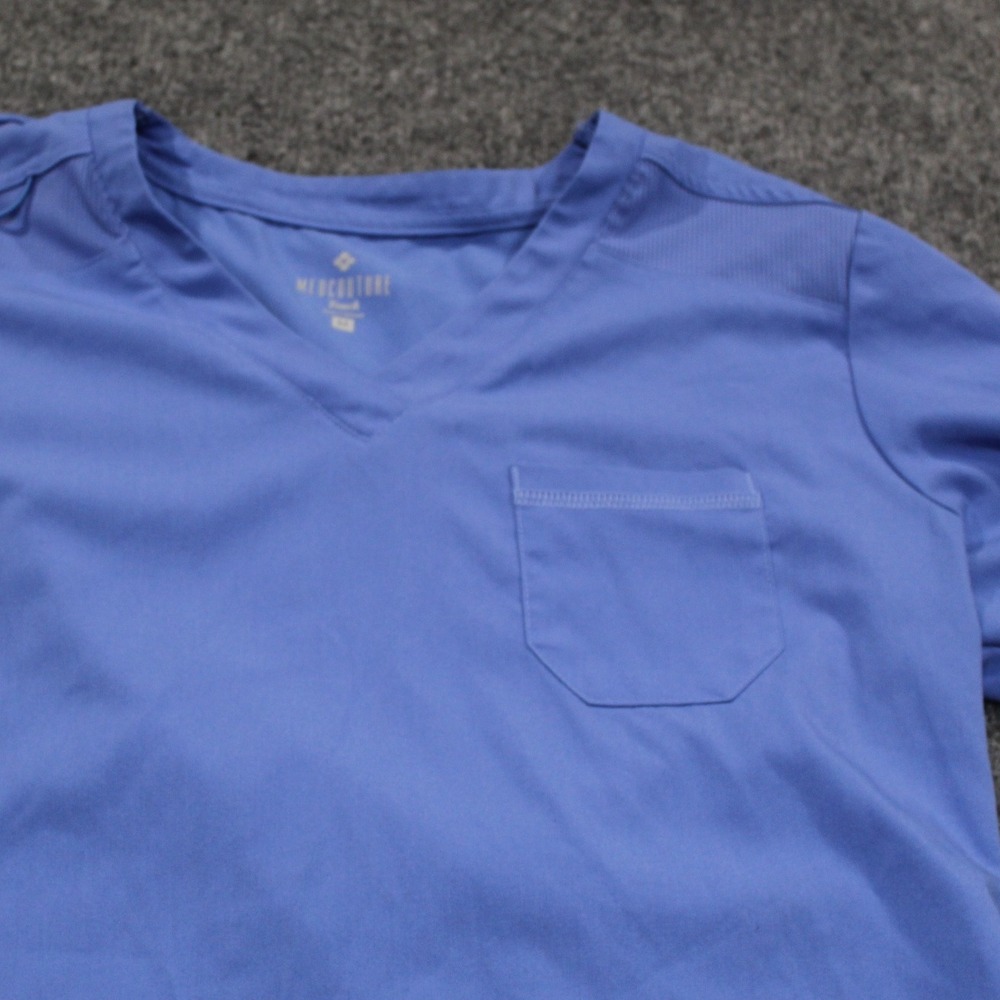 MedCouture Touch Scrub Top V-Neck‎ Short Sleeve Medical Uniform Blue Size M - Picture 4 of 8